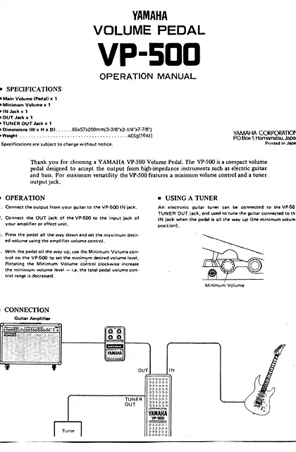 yamaha雅马哈VP-500 Operation Manual (Image)